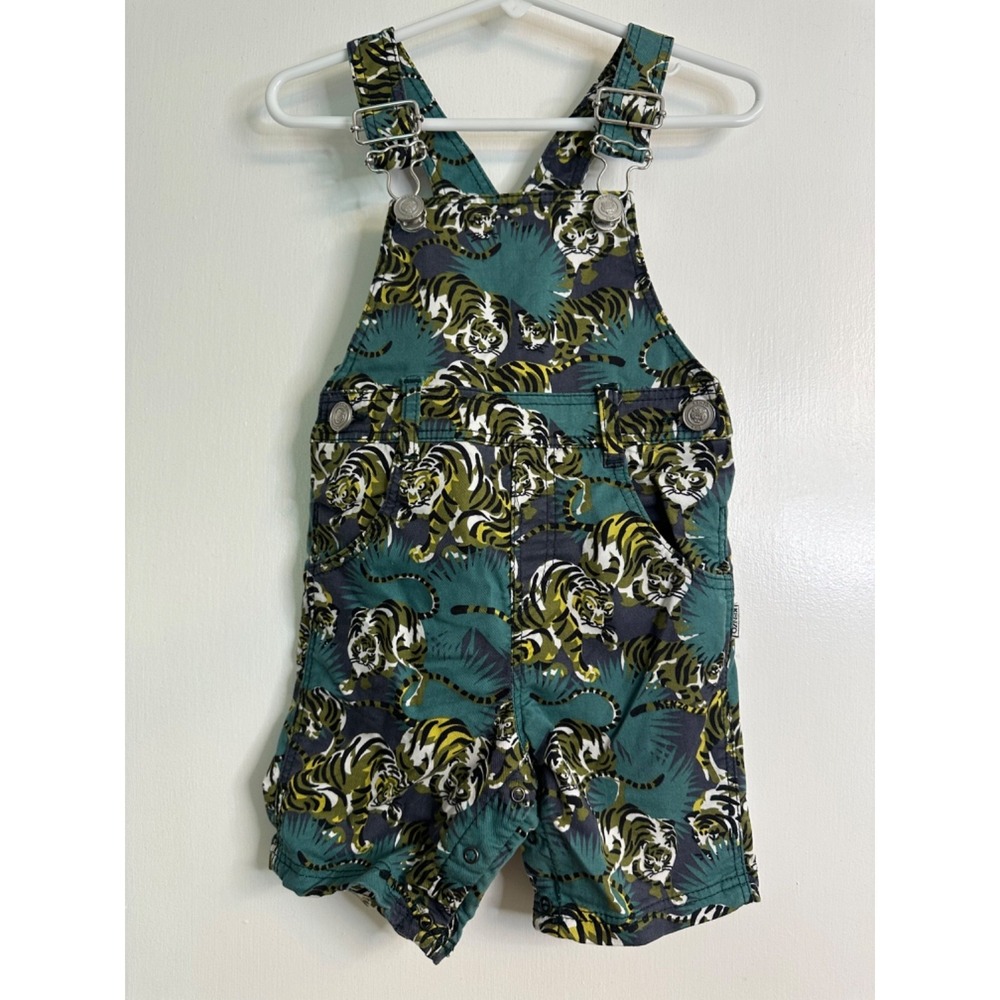Kenzo‎ Kids Size 2A / 86 2T Teal & Lime Green Tiger Print Overalls